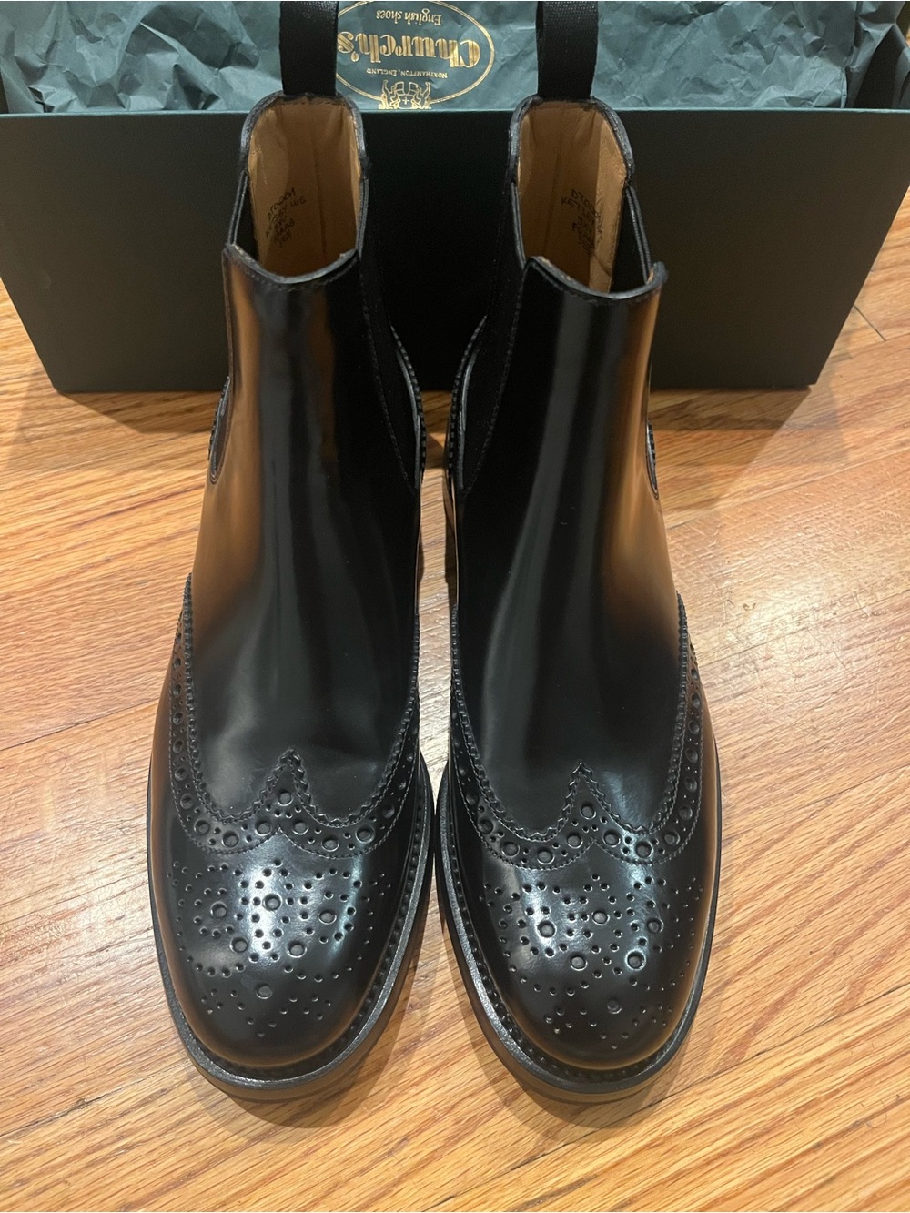 Church’s Black Leather Ketsby Boots with Brogue Detailing. EU 35.5